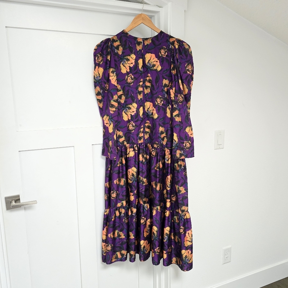 Purple Floral Midi Dress with Yellow Accents - Picture 10 of 15